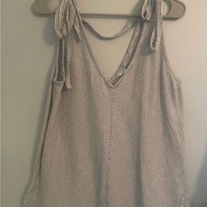 Lucky Brand Striped Shoulder Tie Trapeze Top Size Large